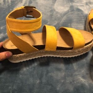 Yellow ankle tie Sandals
